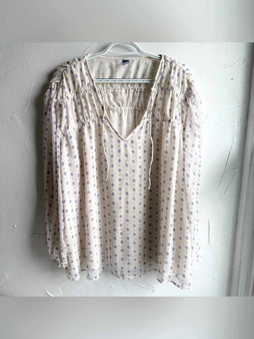 Old Navy Chiffon Smocked Poet Swing Blouse Size XXL
